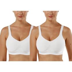 Vertvie Damen 1/2/3er Set Sport BH Einfarbig Ohne Bügel Bustier Klassische Bequem Stretch Bra Mittle Halt Gepolstert Wohlfühl-BH(Weiß,XL) von Vertvie