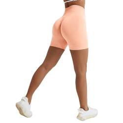 Vertvie Damen Gym Shorts Booty Scrunch High Wasit Sport Shorts Nahtlose Sporthose Kurz Leggings Workout Shorts Push Up Radlershorts Fitness Laufen(Hellrosa,XS) von Vertvie