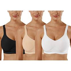 Vertvie Damen Klassische BH Sport BH Ohne Bügel 1/2/3 pc Stretch BHS Bequeme Bralette Einfarbige Bustier Gespolstert Push up Bra Für Yoga Sport Fitness von Vertvie