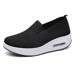 Vertvie Damen Slip On Sneaker Walkingschuhe Atmungsaktiv Freizeitschuhe Laufschuhe rutschfest Turnschuhe Schlupfschuhe Orthopädische Diabetiker Wanderschuhe mit Fußgewölbestütze(Schwarz，38) von Vertvie