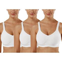 Vertvie Damen Sport BH Ohne Bügel Gepolstert U-förmiger Rücken Bustier Push Up BH Verstellbare Haken Bralette Elastische Träger Yoga Bra Atmungsaktive Mittlerer Halt(Weiß/Weiß/Weiß,XXL) von Vertvie