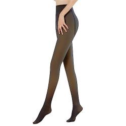 Vertvie Damen Winter Gefütterte Strumpfhose Warm Thermostrumpfhosen Fleece Thermal Leggings Dicke Pantyhose Durchscheinend Plüschstrümpfe (Translucent Schwarz, 200g für 5~20℃) von Vertvie