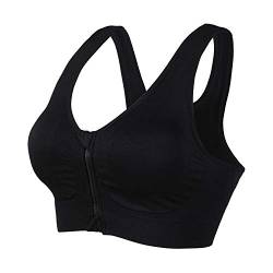 Vertvie Damen Zip Front Sport BH Vorderverschluss Push Up Ohne Bügel Bustier Running Bra Ringerrücken Strech Gepolstert Bralette für Fitness Yoga(Schwarz,M) von Vertvie