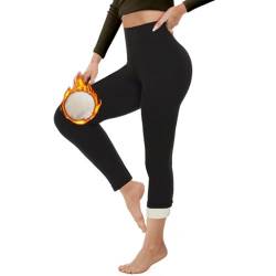 Vertvie Gefüttert Thermo Leggings Damen Winter Warme Fleece High Waist Leggings Verdickte Plüsch Blickdicht Thermostrumpfhose Gefütterte Dicke Jogginghose(Schwarz,2XL) von Vertvie