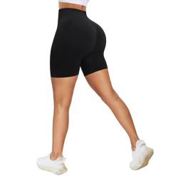 Vertvie Gym Shorts Damen Boom Booty Shorts High Waist Kurze Sporthose Leggings Scrunch Butt Nahtlose Fitness Shorts Radlershorts(A: Schwarz,M) von Vertvie