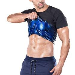 Vertvie Sauna Shirt Männer Frauen Training Taille Shaper Kurzarm Tops Atmungsaktiv Schnelltrocknen Workout Schweißweste T-Shirt Gewichtsverlust Fitnessstudio (Schwarz-Herren，M) von Vertvie