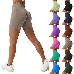 Vertvie Scrunch Butt Shorts Radlerhose Damen Kurze Leggings High Waist Yoga Sport Shorts Sommer Blickdicht Laufhose Booty Hotpants Nahtlose Leggins für Gym, Fitness, Jogging, Biker(Kaffee，M) von Vertvie