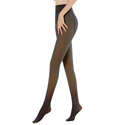 Vertvie Strumpfhose Damen Thermostrumpfhosen Verdickte Fleece Gefütterte Leggings Durchscheinende Fake Gefälschte Plüschstrümpfe Pantyhose Wärme blickdichte Winterleggings(200g,schwarz vollerfuß) von Vertvie