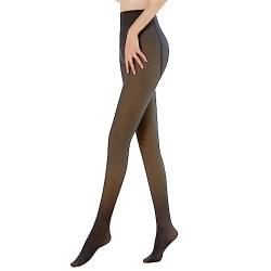 Vertvie Thermo Strumpfhose Damen Wärme Fleece Gefüttert Thermostrumpfhosen Gefälschte Durchscheinend Leggings High Waist Bauchweg Pantyhose Winter(S-M,220g,Schwarz) von Vertvie