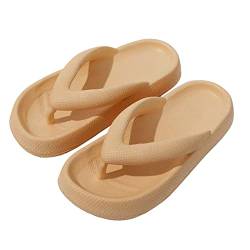 Vertvie Unisex Eva Flip Flops Weich rutschfest Hausschuhe Dusch Badeschuhe Zehentrenner Slides Sandalen Wolken Badelatschen Dicke Sohle Slippers für Sommer Indoor Outdoor (Khaki,37/38 EU) von Vertvie