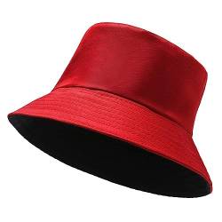 Vertvie Unisex Fischerhüte Sonnenhut Sommerhut Damen Strandhut Einfarbige Herren Fishermütze Buckethut Faltbarer Freizeithut Anglerhut für Urlaub, Wandern, Camping, Reisen(Rot,58cm) von Vertvie