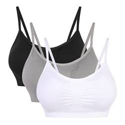 Vertvie Womens Strech Duenn Ohne Buegel Push up Yoga Sports BH Bra Top Set Fuer Fitnesstraining Polsterung 2er/3er Pack(Größe XL/Etiketten 2XL,Schwarz+Weiß+Hellgrau) von Vertvie