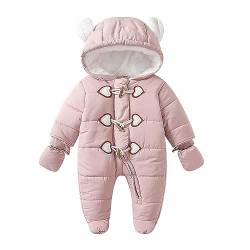 Baby-Schneeanzug, Winter-Strampler mit Kapuze, für Jungen und Mädchen, dicker Overall, Reißverschluss, Knopf, Body, Daunen-Skianzug, warme Outfits, Jacke, Oberbekleidung, Rosa, Lila, 59, 0–3 Monate von Verve Jelly