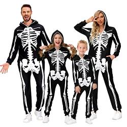 Herren Halloween Outfit Schlafanzug Set Weiches Langarm Schlafanzug mit Kapuze Reißverschluss Nachtwäsche Pj Lounge Sets Party Anzieh Outfit Herren Schwarz XL von Verve Jelly