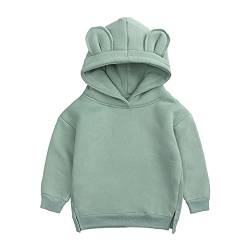 Kinder Baby Jungen Mädchen Bärenohr Design Kapuzenjacken Langarm Pure Color Sweatshirt Süße Wintermäntel Kleinkinder Pullover Tops, Grün, 100 (2-3 Jahre) von Verve Jelly