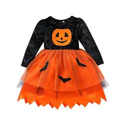 Kinder Kleinkind Mädchen Kleid Halloween Baby Langarm Top Kürbis Print Rock Playwear Kleidung Set Patchwork Prinzessin Kleider Schwarz 120 5-6 Jahre von Verve Jelly