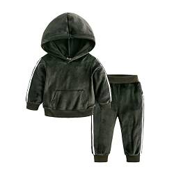 Kleinkind-Baby-Jungen Mädchen Feste Farb-Outfits Langarm Hoodie Sweatshirt + Elastische Hosen 2pcs Velvet Kleidung Grüne 140 6-7 Jahre von Verve Jelly