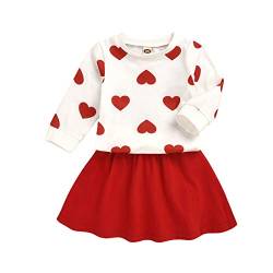 Kleinkind Baby Mädchen Valentinstag Outfits Langarm Herzdruck Pullover Sweatshirt T-Shirt Tops + Minirock 2Pcs Frühling Herbst Kleidung Set von Verve Jelly