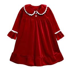 Mädchen Fleece Bademäntel Langarm Fleece Warm Weich Schlafanzug Kleinkind Langarm Nachthemd für Kinder Weihnachten Kleidung Set 120 Rot4 5-6 Jahre von Verve Jelly