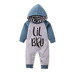 Neugeborene Baby Jungen Langarm Buchstaben Drucken Strampler One Piece Jumpsuit Outfits Hoodie Bodusuit von Verve Jelly
