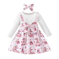 Oster Outfits für Babys und Mädchen Mein erster Osterhase bedrucktes Kleid Schleife Prinzessinnenkleid Tutu-Rock mit Stirnband Herbstkleidung rosa langärmlig 8–24 Monate von Verve Jelly