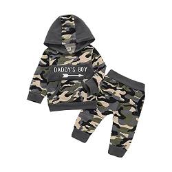 Säugling Baby Boy Camouflage Outfits Daddys Boy Hoodie Shirt + Hosen Trainingsanzug Set von Verve Jelly