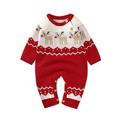 Unisex Baby Mädchen Jungen Weihnachten Strampler Langarm One-Piece Body Rentier Print Outfit Winter Herbst Weihnachten Kleidung Rot 1 80 3-6 Monate von Verve Jelly