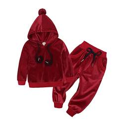 Verve Jelly 2 Stücke Mode Kleinkind Kinder Baby Mädchen Jungen Samt Kleidung Outfit Hosen Set Langarm Hoodie Sweatshirt Tops Hosen Rot1 90 12-18 Monate von Verve Jelly