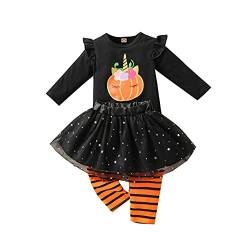 Verve Jelly 3Pcs Neugeborenes Baby Mädchen Halloween Kleidung Outfit Nette Langarm Rüschen Tops + Tutu Rock + Legging Hose Outfit Set Schwarz A 80 6-12 Monate von Verve Jelly