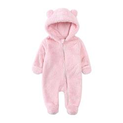 Verve Jelly Baby Jungen Mädchen Jumpsuit Hoodie Strampler Reißverschluss Langarm Einteilige Outfits Warme Kleidung für Unisex Light Pink 3 0-3 Monate von Verve Jelly