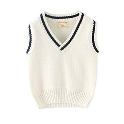 Verve Jelly Baby Jungen Mädchen Strickpullover Weste Neugeborenen Kleinkind Weste Strickjacke Komfort Ärmellos Pullover Tops Weiß 150 9-10 Jahre von Verve Jelly