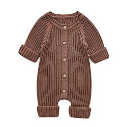 Verve Jelly Baby Kleinkind Jungen Mädchen Strampler Overall Langarm Gestrickte Kleidung Knopf Body Infant Strampler Onesies Einteilige Outfits Braun 100 12-18 Monate von Verve Jelly