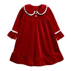 Verve Jelly Baby Little Girl Weihnachten Bademantel Set Mädchen Langarm Puppe-Kragen Button Down Pyjamas Fleece Nachtwäsche Outfit 100 Rot4 2-3 Jahre von Verve Jelly