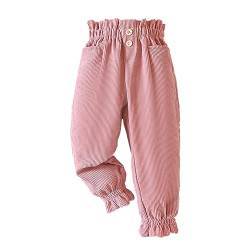 Verve Jelly Baby-Mädchen-Cordhose Rüschen elastische Taille Jogginghose einfarbig Legging-Hose mit Taschen Rosa 100 3–4 Jahre von Verve Jelly