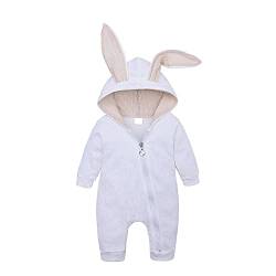 Verve Jelly Baby Mädchen Jungen Kleidung Top Bunny Ear Hoodie Bodysuit Strampler Einfarbig Langarm Outfit, weiss, 66 von Verve Jelly