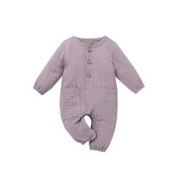 Verve Jelly Baumwolle Leinen Strampler für Neugeborene Baby Mädchen Einfarbig Winter Warme Overall mit Taschen Onesie Kleidung von Verve Jelly