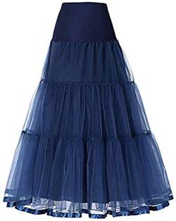 Verve Jelly Damen A-Linie Petticoat Krinoline bodenlang Halbslips Unterrock für Hochzeit Abend Party Kleider Marineblau L/XL von Verve Jelly