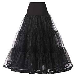 Verve Jelly Damen Krinoline Petticoat Reifrock Ballkleid Unterrock Bodenlang Rock ohne Knochen A-Linie Hochzeitsrock Schwarz S/M von Verve Jelly