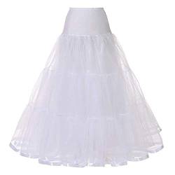 Verve Jelly Frauen Petticoatrock Langer Unterrock Hochzeit Abendkleider Krinoline Halbe Slips A-Linie Bodenlanges Brautkleid Weiß L/XL von Verve Jelly