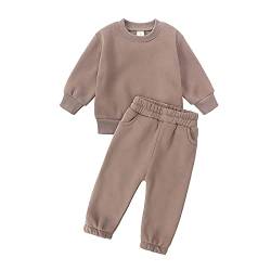 Verve Jelly Infant Baby Boy Girl 2Pcs Outfit Langarm Solid Color Top Pullover Sweatshirt + Long PantscClothes Set Braun 100 2 3 Jahre von Verve Jelly