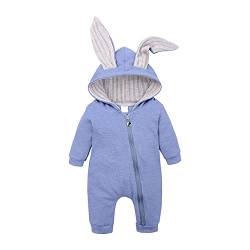 Verve Jelly Infant Baby Jungen Süße Onesies Lange Ohren Hoodies Reißverschluss Bunny Romper Solid Color Pyjamas Outfit von Verve Jelly