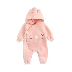 Verve Jelly Kleinkind Baby Jungen Mädchen 3D Ohren Strampler Set Hoodie Hase Bodysuit Lange Ärmel Knopfleiste Overall Frühling Sommer Outfits Schwein 0-6 Monate von Verve Jelly