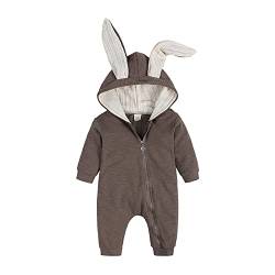 Verve Jelly Kleinkind Baby Jungen Mädchen Cartoon 3D Kaninchen Hoodie Strampler Langarm Reißverschluss Onesies Overall Outfits Braun 90 12-18 Monate von Verve Jelly