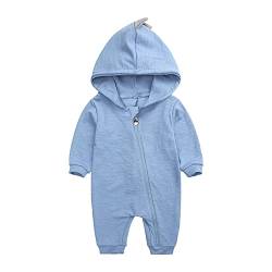 Verve Jelly Kleinkind Baby Jungen Mädchen Onesies Baumwolle Strampler Langarm Dinosaurier Print Reißverschluss Overall Langarm Hoodie Body Dinosaurier Blau 90 12-18 Monate von Verve Jelly