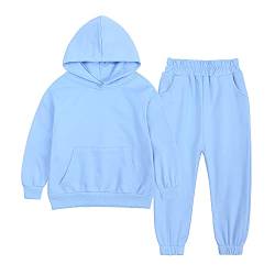 Verve Jelly Kleinkind Baby Mädchen Jungen Herbst Winter Kleidung Einfarbig Hoodie Sweatshirt + Jogger Hosen Kinder Trainingsanzug Set Blau 120 4-5 Jahre von Verve Jelly