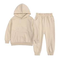 Verve Jelly Kleinkind Baby Mädchen Jungen Herbst Winter Kleidung Set Einfarbig Langarm Hoodies Sweatshirts Pocket Top Hosen Trainingsanzug 2 Stück Set Beige 150 10-11 Jahre von Verve Jelly