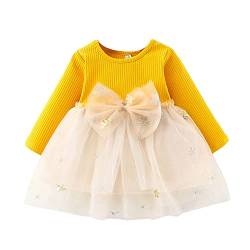 Verve Jelly Kleinkind Baby Mädchen Kleid Langarm Herbst Winter Kleid Strick Langarm Tüll Tutu Kleid Frühling Herbst Outfits Gelb 90 1-2 Jahre von Verve Jelly