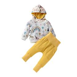 Verve Jelly Kleinkind Baby Mädchen Kleidung Regenbogen Langarm Sweatshirt Hoodie Tops Hosen 2 STÜCKE Outfit Herbst Winter Kleidung Set Gelb 80 6-12 Monate von Verve Jelly