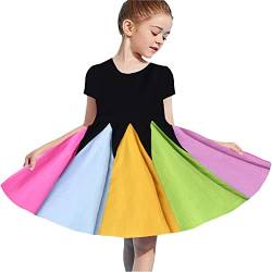 Verve Jelly Kleinkind Baby Mädchen Kurzarm Swing Kleid Kleine Kinder A-Linie Skater Twirl Sommer Freizeit Kleider Kurzarm Schwarz 120 4-5 Jahre von Verve Jelly