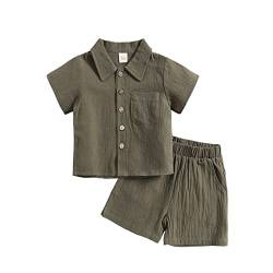Verve Jelly Kleinkind Jungen Kleidung Sommer Outfits Kurzarm Shirt Top + Shorts 2 Stück Kinder Schlafanzug Sets 120 Grün 3-4 Jahre von Verve Jelly